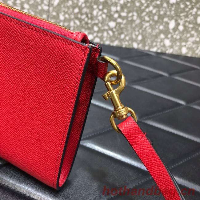 VALENTINO GARAVANI Stud Sign Grained Calfskin clutch bag 0600 red