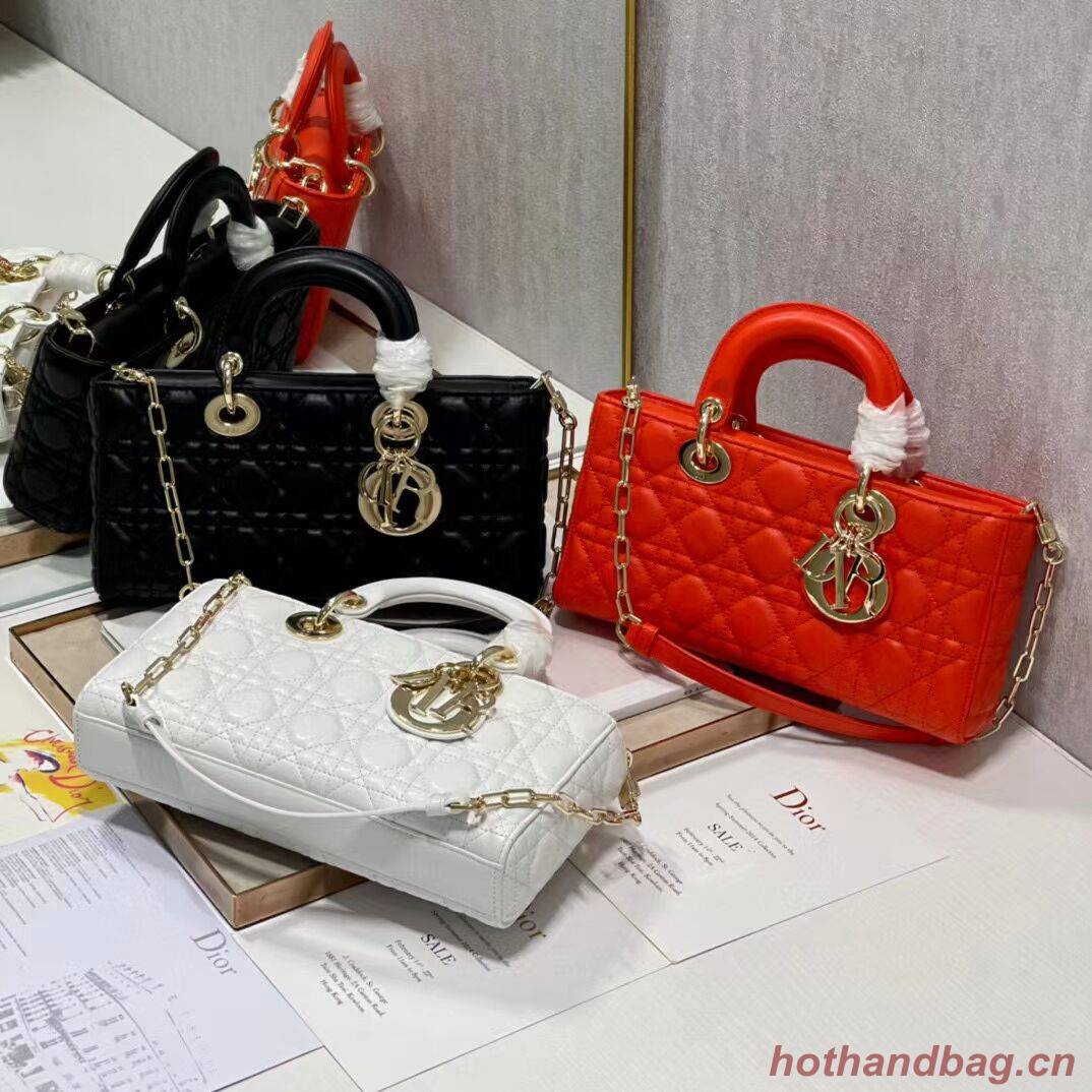 MEDIUM LADY DIOR BAG Cannage Lambskin C2820 red orange