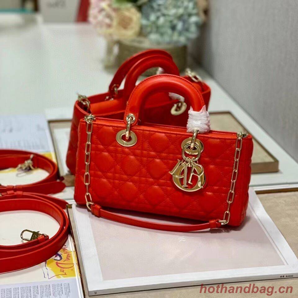 MEDIUM LADY DIOR BAG Cannage Lambskin C2820 red orange