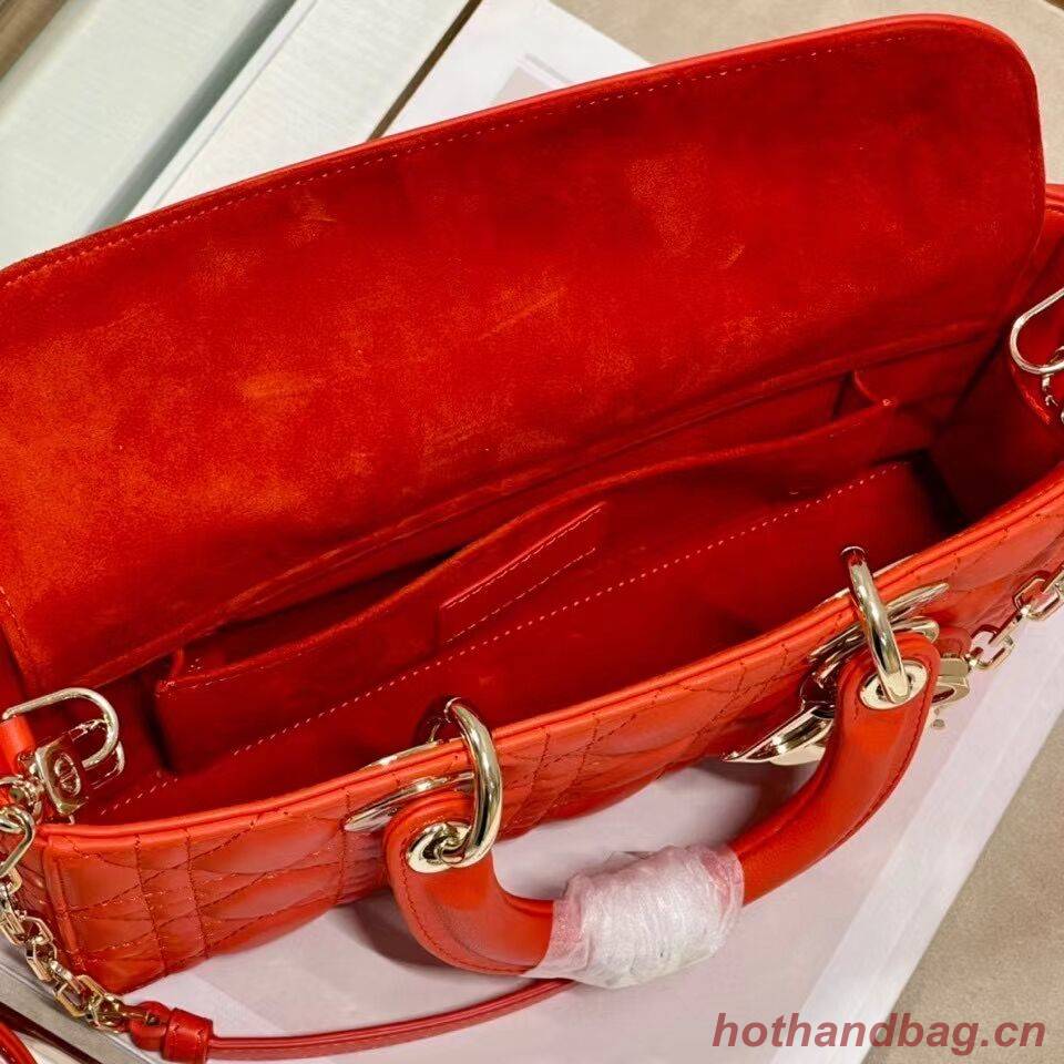 MEDIUM LADY DIOR BAG Cannage Lambskin C2820 red orange