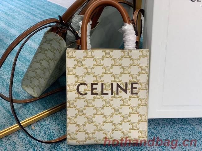 Celine MINI CABAS VERTICAL IN TRIOMPHE CANVAS 194372 white