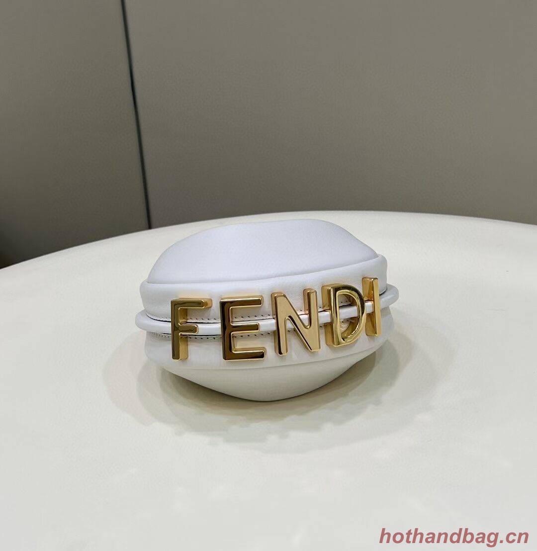 Fendi Nano Fendigraphy White leather charm 7AS089A