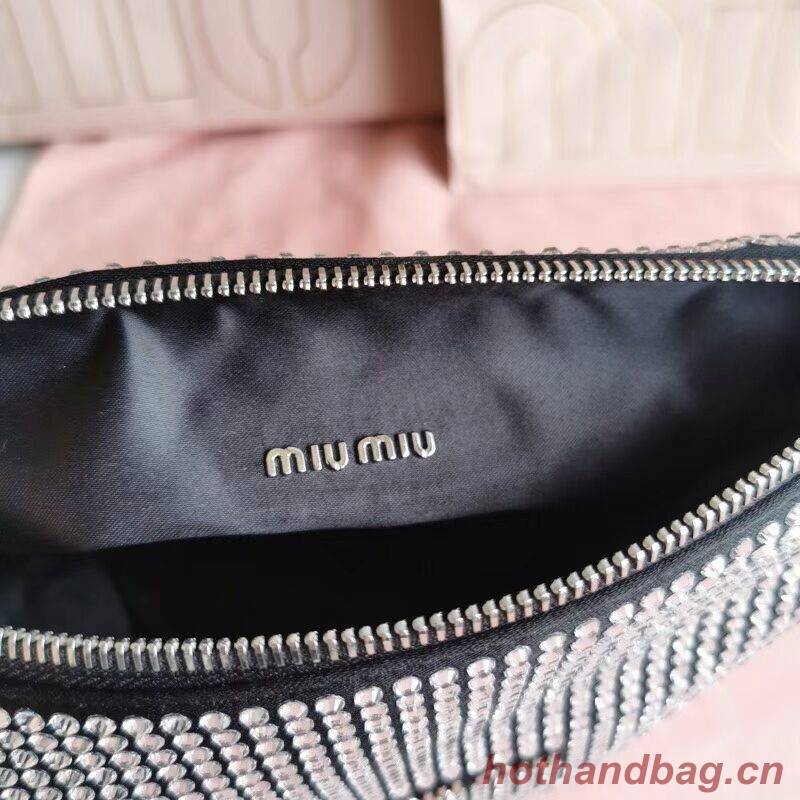 miu miu Leather Shoulder Bag 6BC203 black