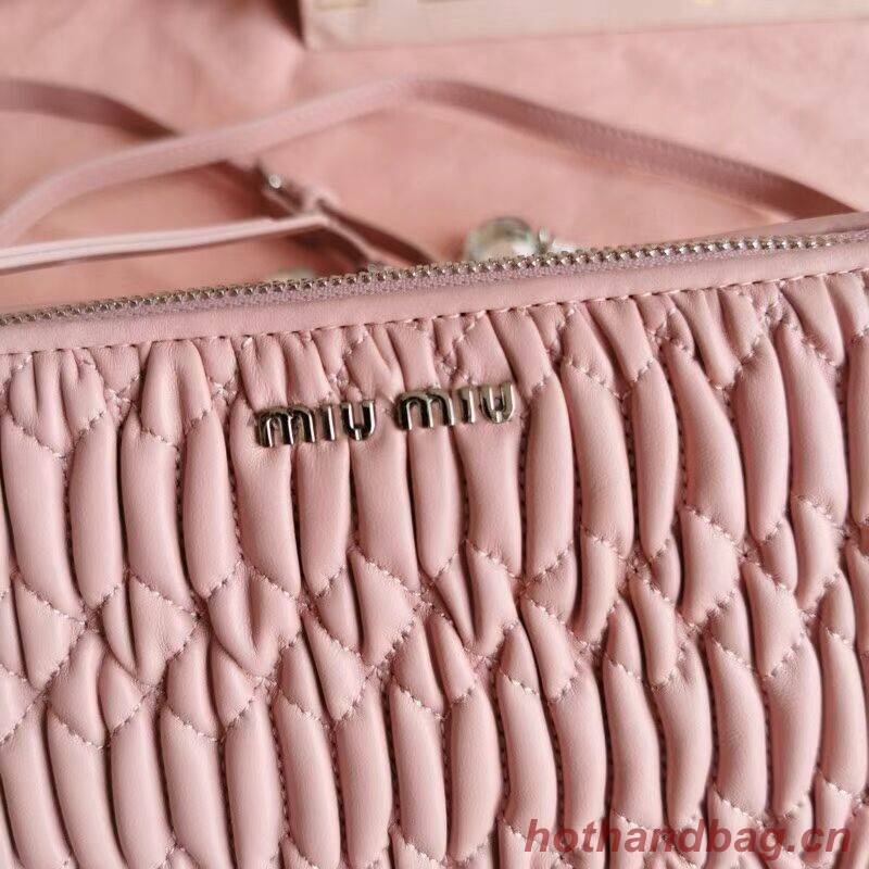 miu miu Matelasse Nappa Leather Shoulder Bag 6BH225 pink