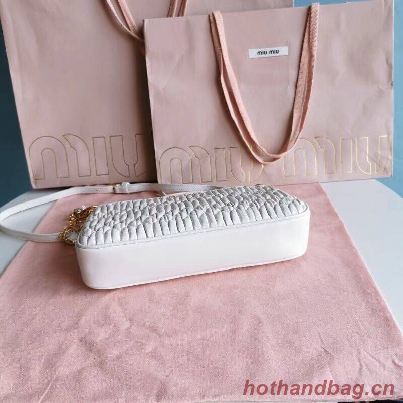 miu miu Matelasse Nappa Leather Shoulder Bag 6BH225 white