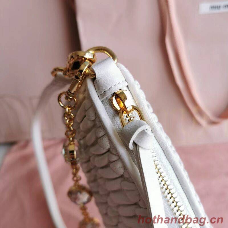 miu miu Matelasse Nappa Leather Shoulder Bag 6BH225 white