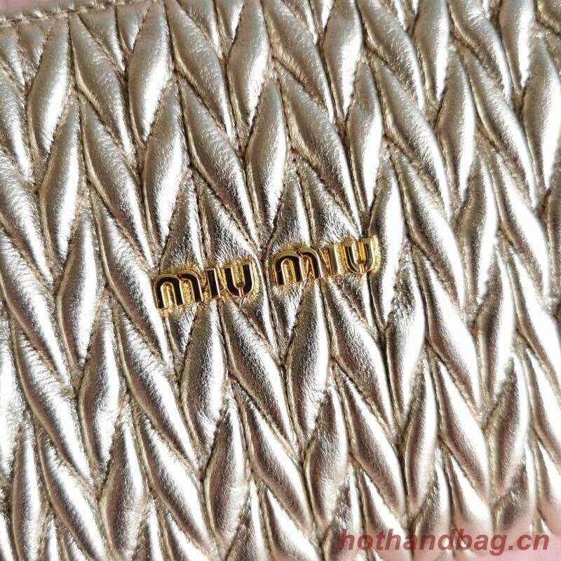 miu miu Matelasse Nappa Leather mini Shoulder Bag 6BE641 gold