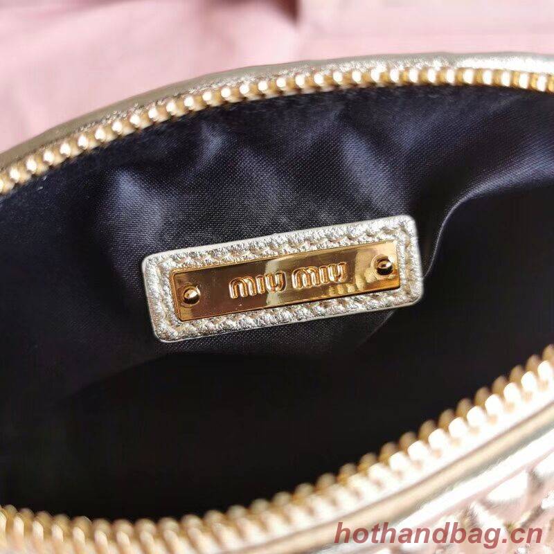 miu miu Matelasse Nappa Leather mini Shoulder Bag 6BE641 gold