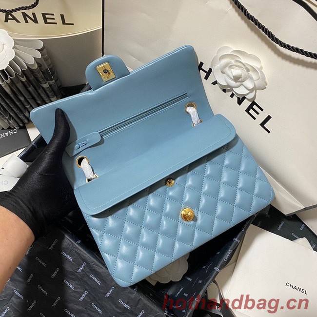 Chanel classic handbag Lambskin&gold Metal 01112 blue