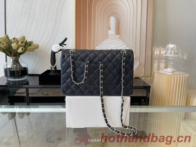 Chanel classic handbag Lambskin&silver Metal 01112 black