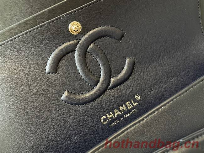 Chanel classic handbag Lambskin&silver Metal 01112 black