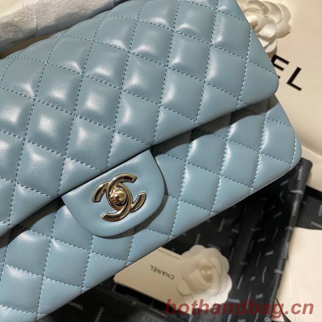 Chanel classic handbag Lambskin&silver Metal 01112 blue