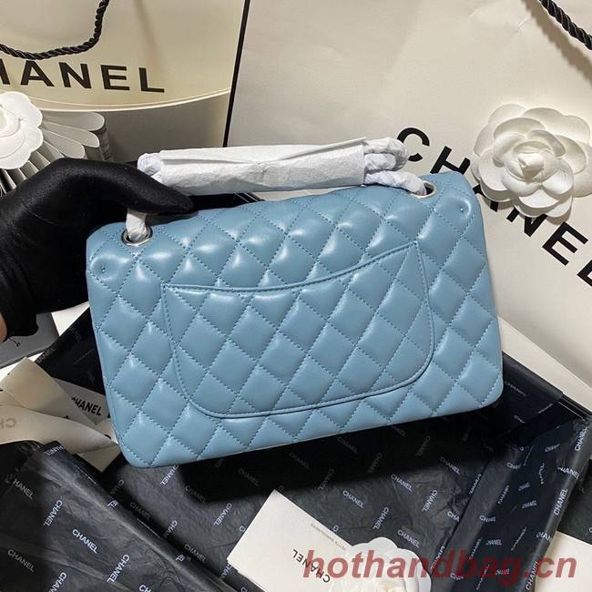 Chanel classic handbag Lambskin&silver Metal 01112 blue