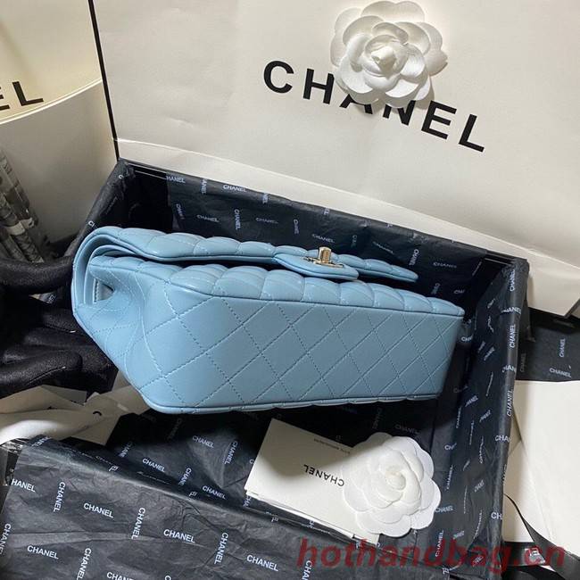 Chanel classic handbag Lambskin&silver Metal 01112 blue