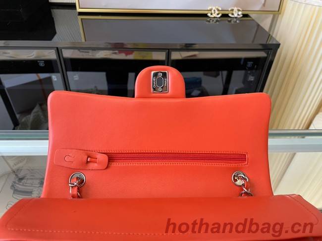 Chanel classic handbag Lambskin&silver Metal 01112 orange