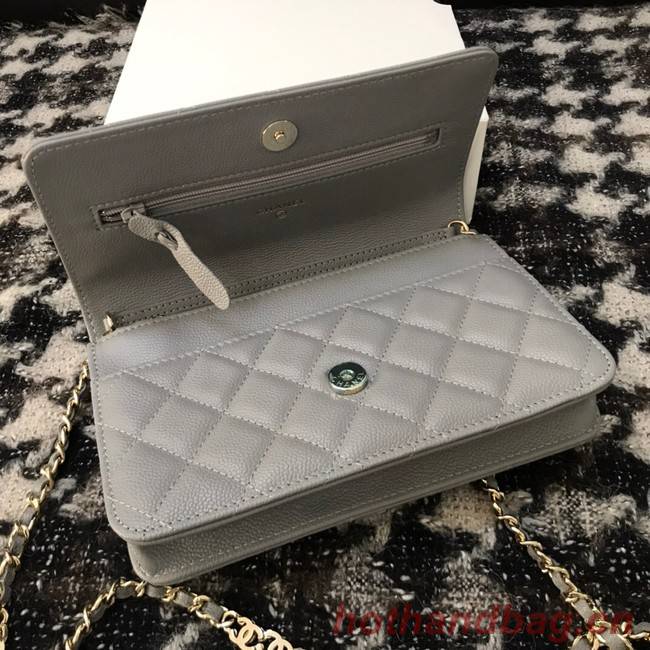 Chanel WOC Original Caviar Leather Flap cross-body bag CC33815 grey