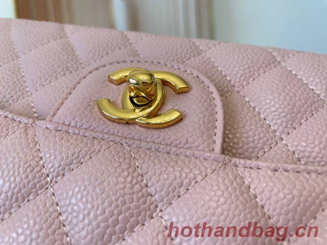 Chanel classic handbag Grained Calfskin gold-Tone Metal 01112 Cherry Blossom powder