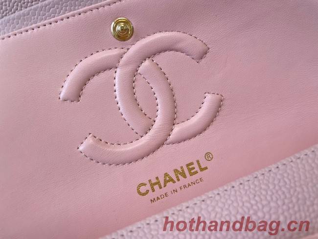 Chanel classic handbag Grained Calfskin gold-Tone Metal 01112 Cherry Blossom powder