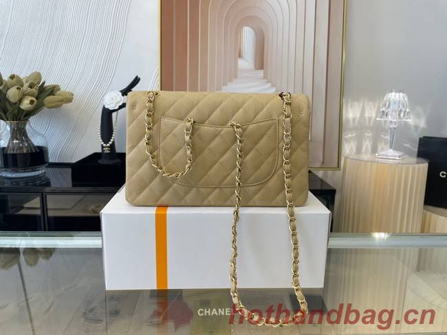 Chanel classic handbag Grained Calfskin&gold Metal 01112 apricot