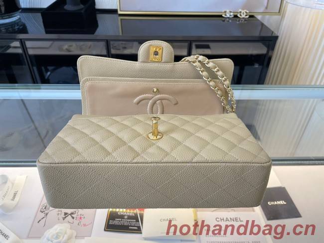 Chanel classic handbag Grained Calfskin&gold Metal 01112 apricot