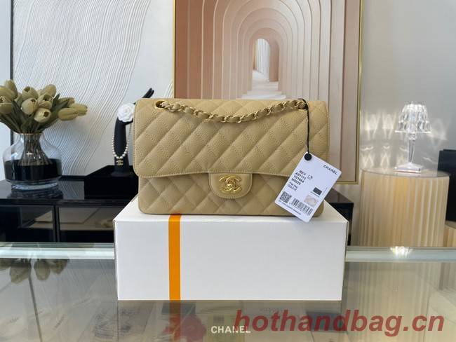 Chanel classic handbag Grained Calfskin&gold Metal 01112 apricot