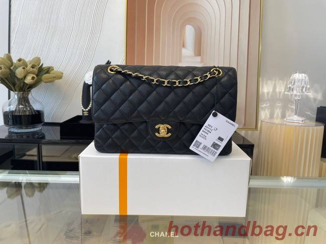 Chanel classic handbag Grained Calfskin&gold Metal 01112 black