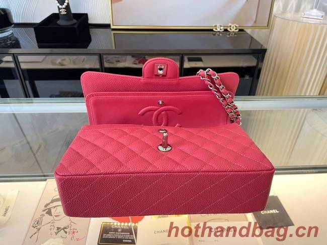 Chanel classic handbag Grained Calfskin&silver Metal 01112 red