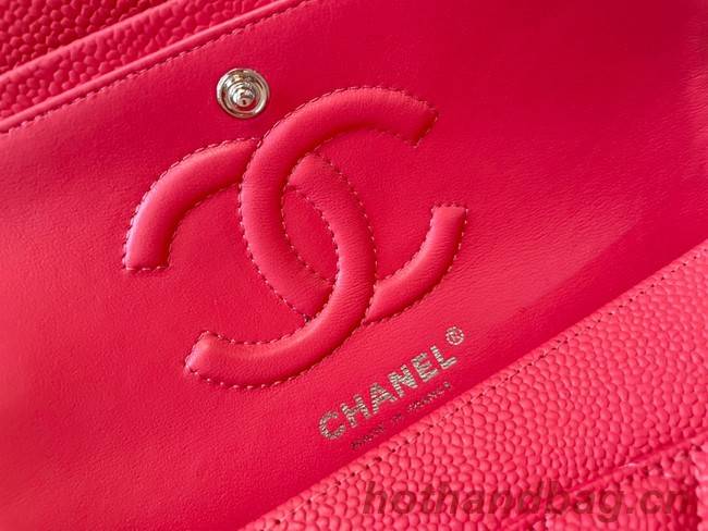 Chanel classic handbag Grained Calfskin&silver Metal 01112 red