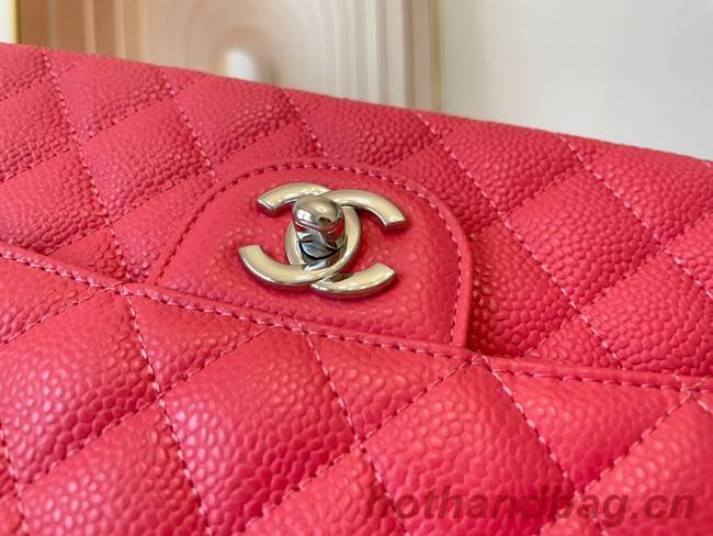 Chanel classic handbag Grained Calfskin&silver Metal 01112 red