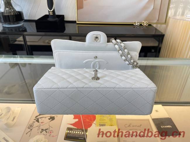 Chanel classic handbag Grained Calfskin&silver Metal 01112 white