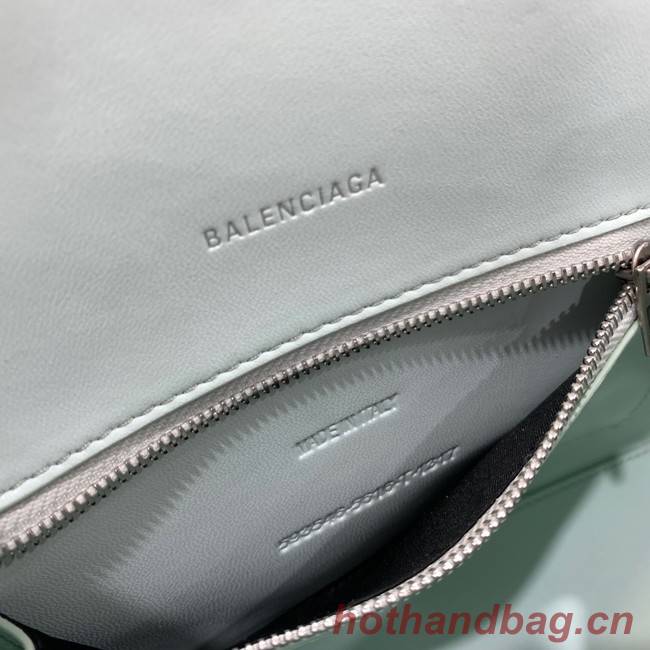 Balenciaga HOURGLASS SMALL TOP HANDLE BAG crocodile embossed calfskin B108895E light green