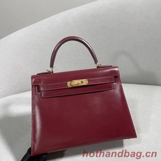 Hermes BOX Leather Bag KL28 Burgundy