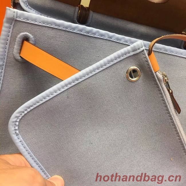 Hermes Herbag 31CM Original Canvas Leather & Calfskin 45987 light blue Blue&brown