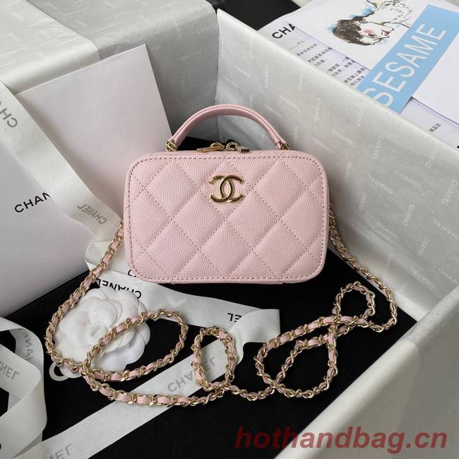 Chanel Grained Calfskin mini flap bag with top handle AS2431 pink