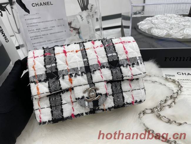 CHANEL Tweed Braided Sheepskin & Ruthenium-Tone Metal AS01116-2 black&white