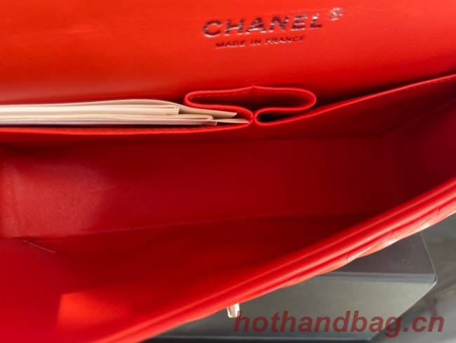 Chanel classic handbag Lambskin & silver  Metal V01112 orange