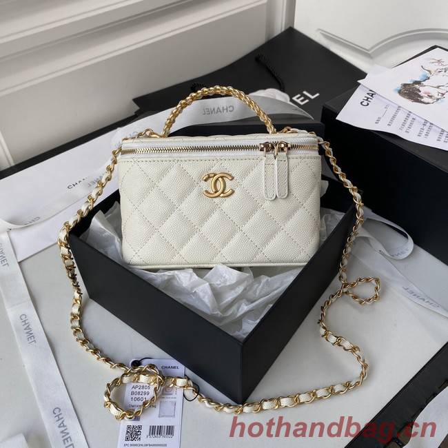 CHANEL HANDBAG Gold-Tone Metal AP2805 WHITE