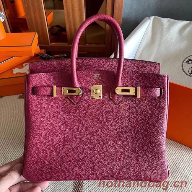 Hermes original Togo Leather HB25O Burgundy