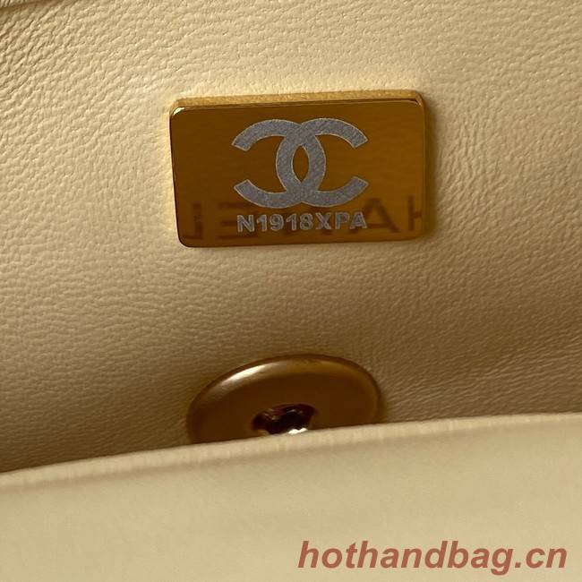 Chanel Flap Lambskin mini Shoulder Bag AS3113 light yellow