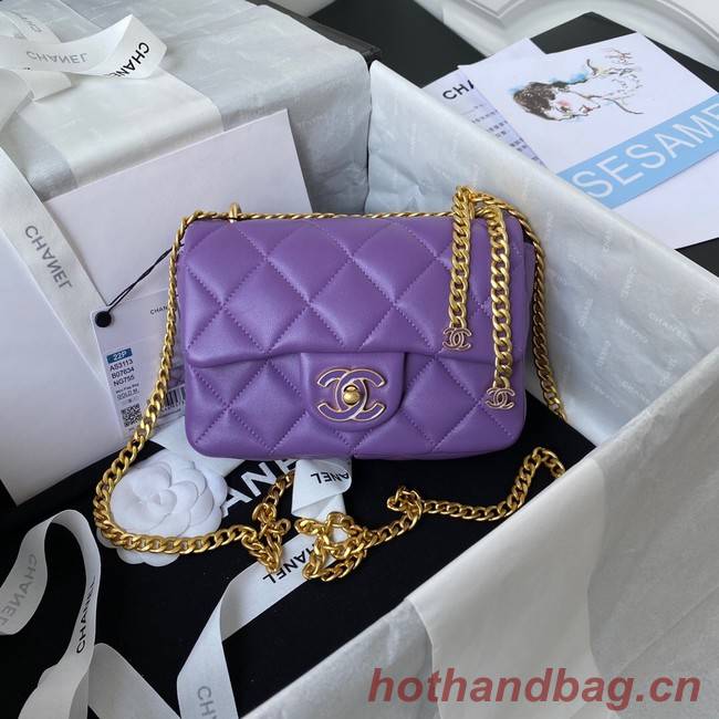 Chanel Flap Lambskin mini Shoulder Bag AS3113 purple