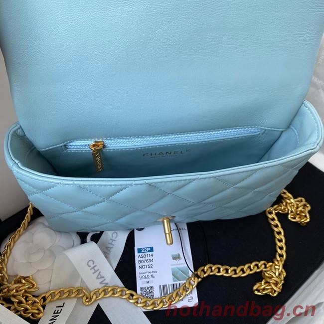 Chanel Flap Lambskin small Shoulder Bag AS3114 blue