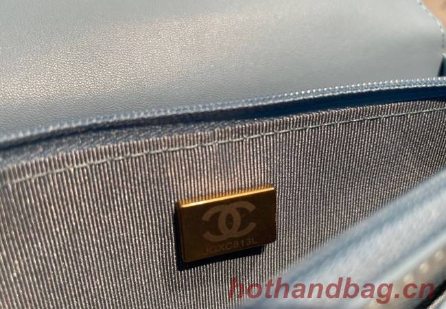 Chanel mini Shoulder Bag Grained Calfskin&Gold-Tone Metal AP2804 light blue