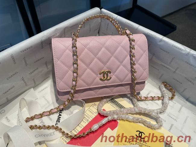 Chanel mini Shoulder Bag Grained Calfskin&Gold-Tone Metal AP2804 pink