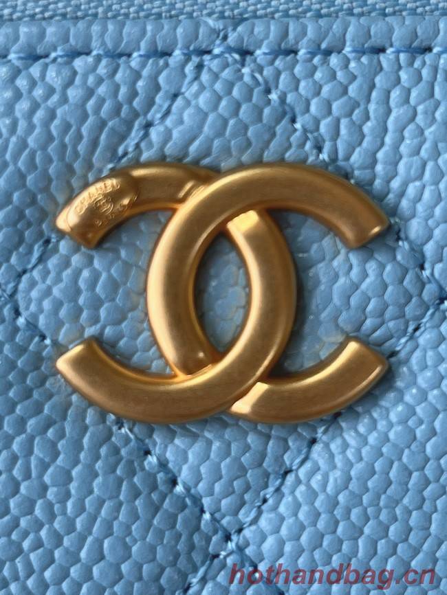 CHANEL HANDBAG Grained Calfskin&Gold-Tone Metal AP2805 blue