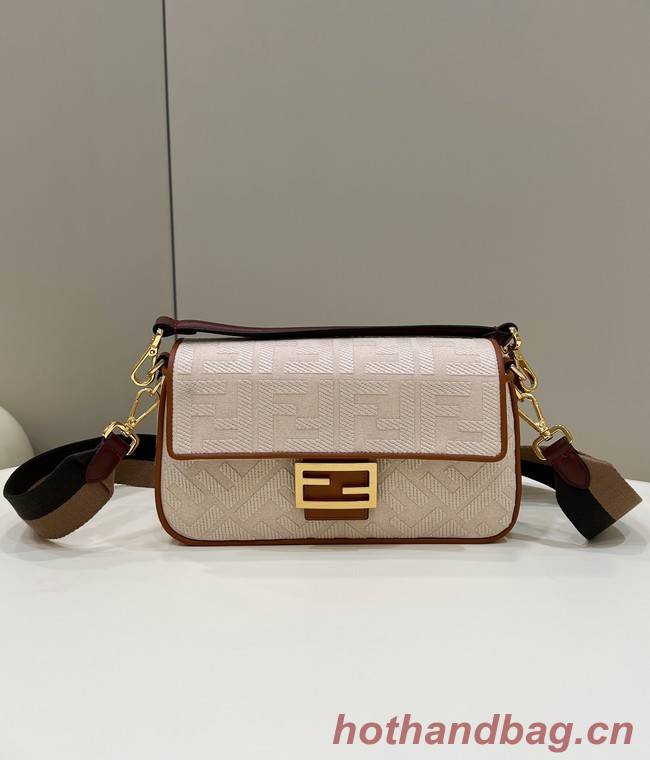 Fendi Baguette Chain FF fabric bag 8BR600A Beige