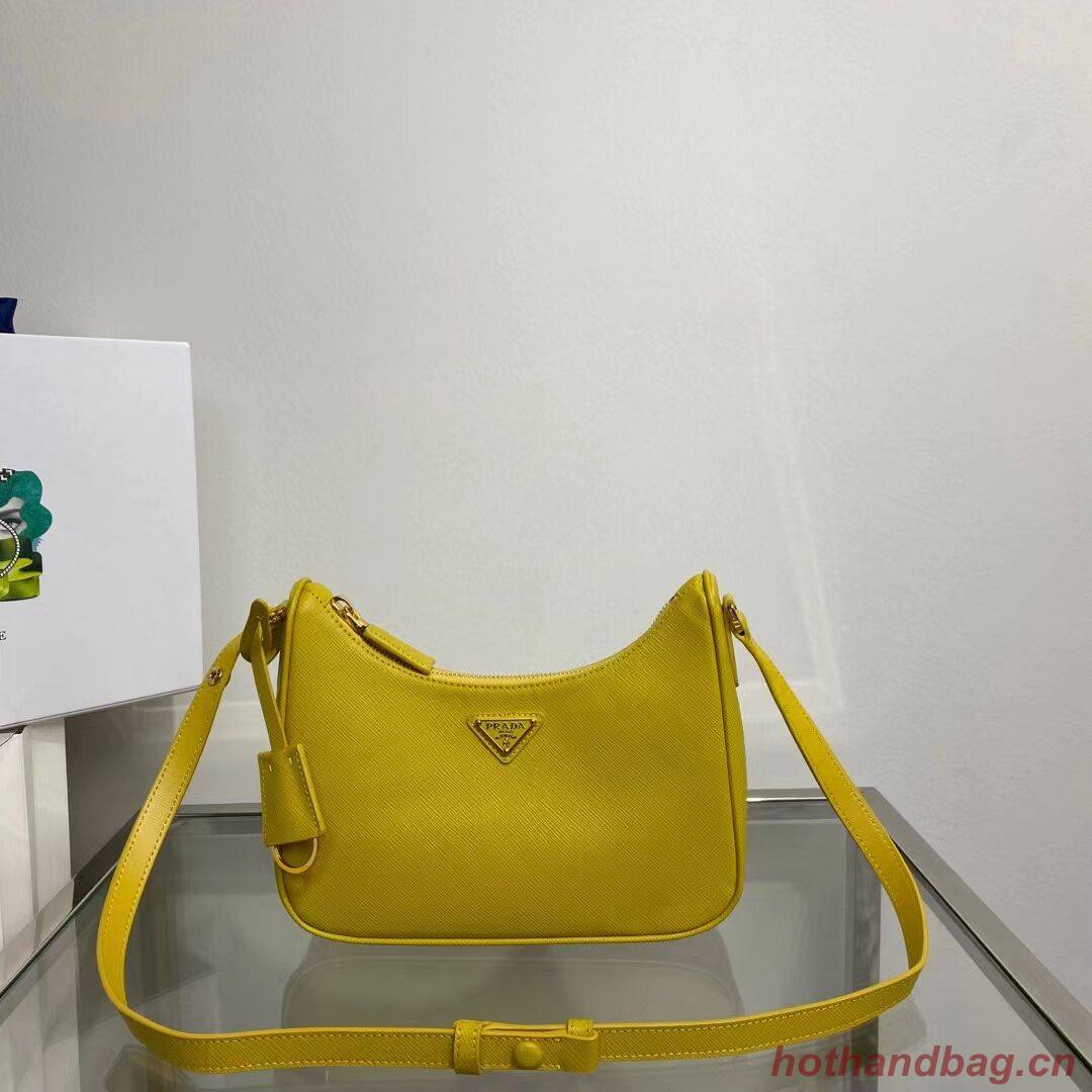 Prada Small Saffiano leather shoulder bag 1BD330 yellow