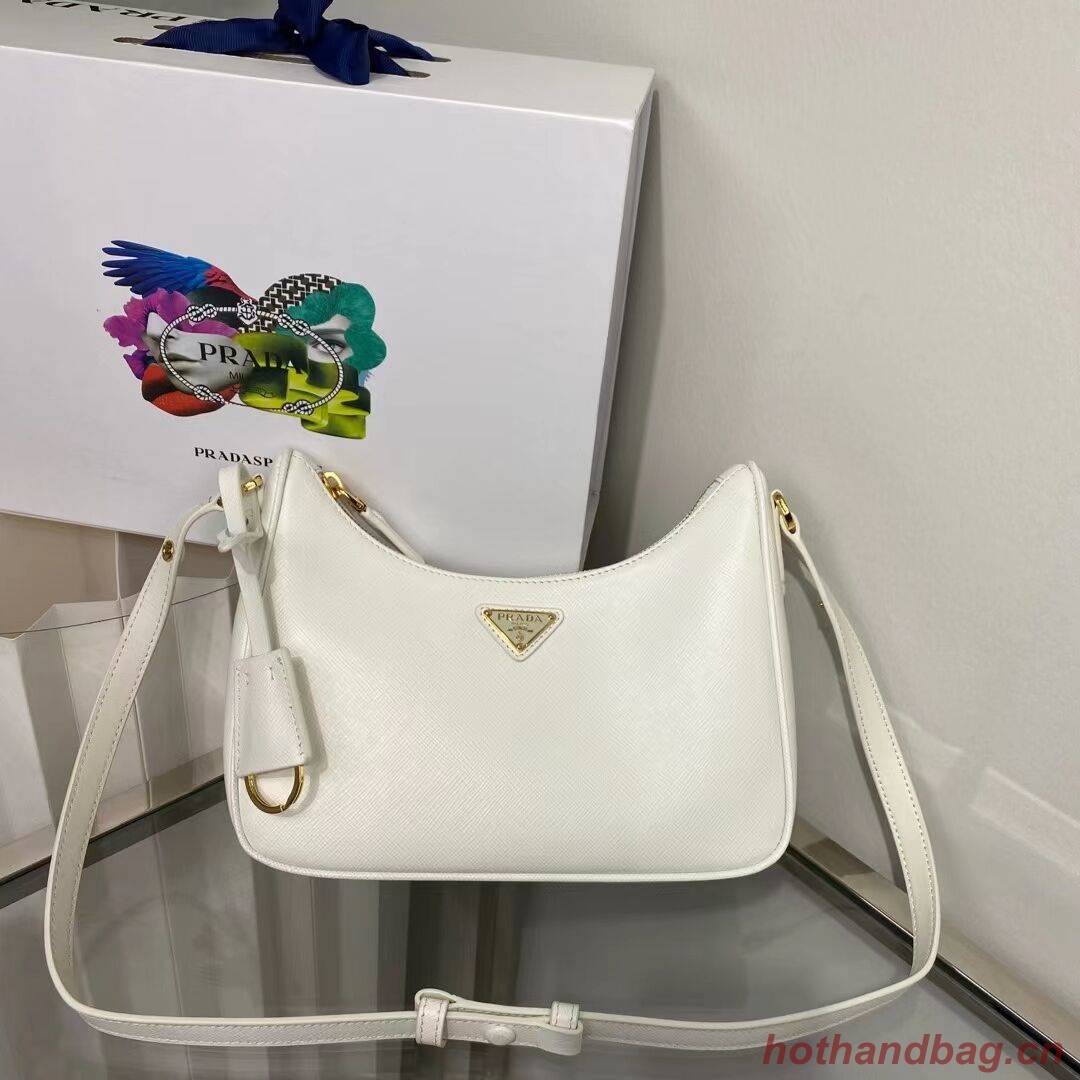 Prada Small Saffiano leather shoulder bag 1BD330 WHITE