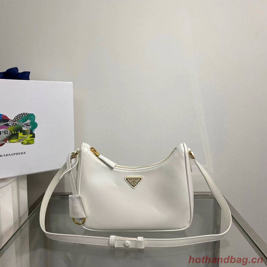 Prada Small Saffiano leather shoulder bag 1BD330 WHITE