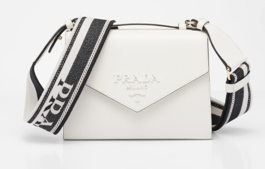 Prada Monochrome Saffiano and leather bag 1BD317 white