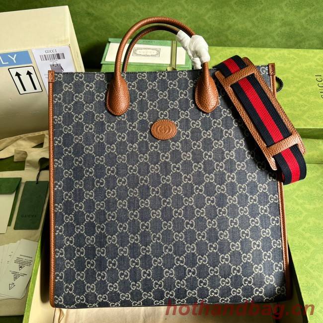 Gucci Medium tote with Interlocking denim G 674155 Blue